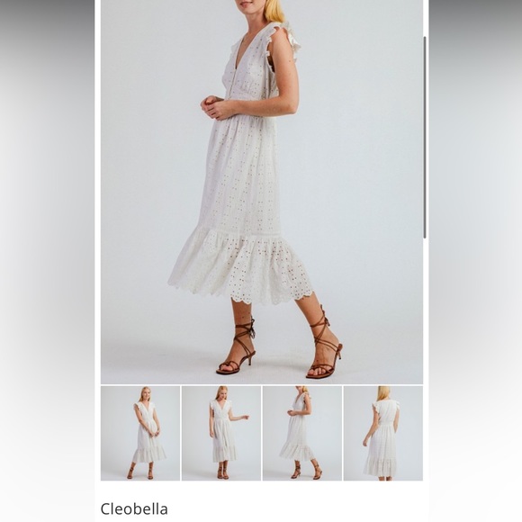 $208 Gorgeous Eyelet Cleobella Brielle Midi Dress Ivory white Size L Price FIRM - Picture 16 of 16